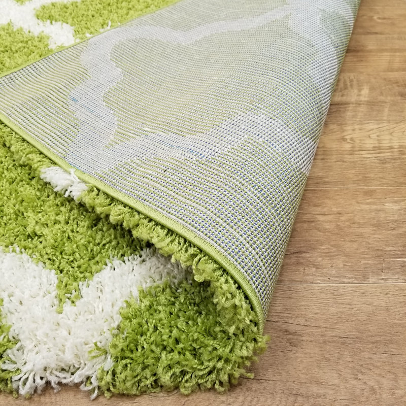 Tapis vert à poils longs Anie, Rectangle 5 pi x 7 pi