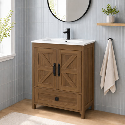 Meuble-lavabo en bois 30 po, brun 3002