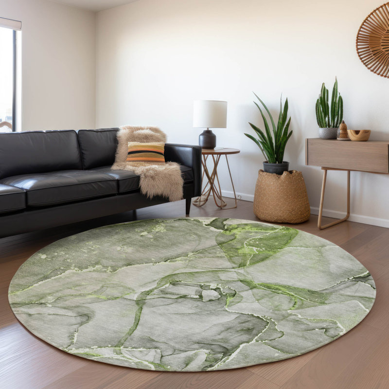 Tapis vert Cerrito AMF519 lavable à la machine de qualité supérieure, Rond 8 pi