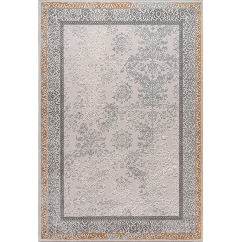  Tapis de salon 3 x 5 | Tapis oriental moderne à bordure bordée | Beige turquoise, Rectangulaire 3 pi x 5 pi