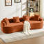 Courbé, chenille orange, 3 coussins, siège profond pour appartement, sans assemblage, mousse à mémoire de forme allongée avec de superbes petits salons et tissu
