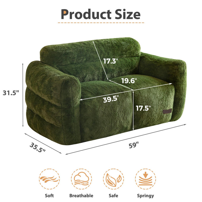 Fauteuil à billes Giant, Imitation fourrure verte