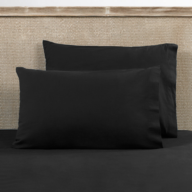 Taie d'oreiller 100% coton Cvja, Noir