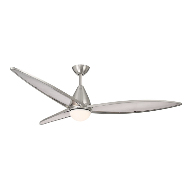 Fleur 64" 5CCT LED Ceiling Fan, Nickel, Translucent Gray Smoke
