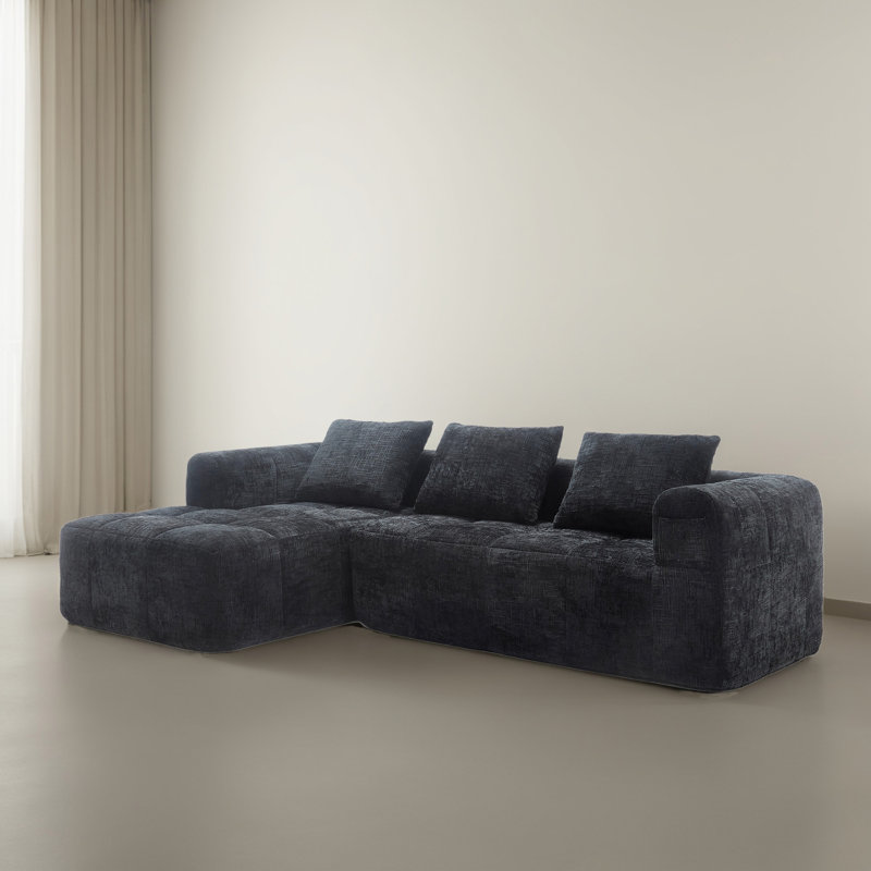 Canapé-lit modulaire 2 pièces pour salon, Chenille noir