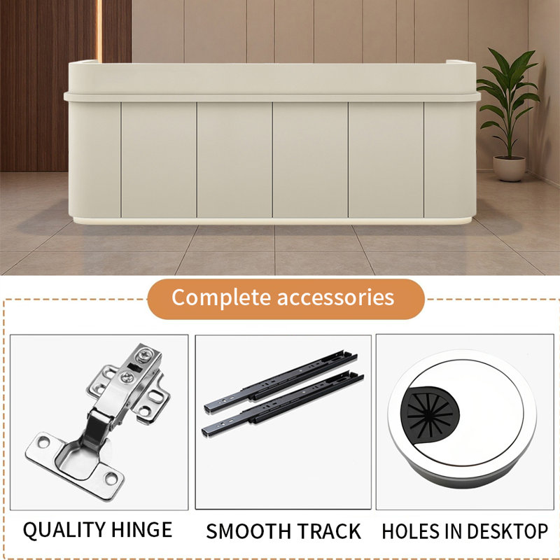 Retro Vogue Checkout Counter - Multi Functional for Shopping Malls, Barber Shops, Milk Tea Boutiques, Beige