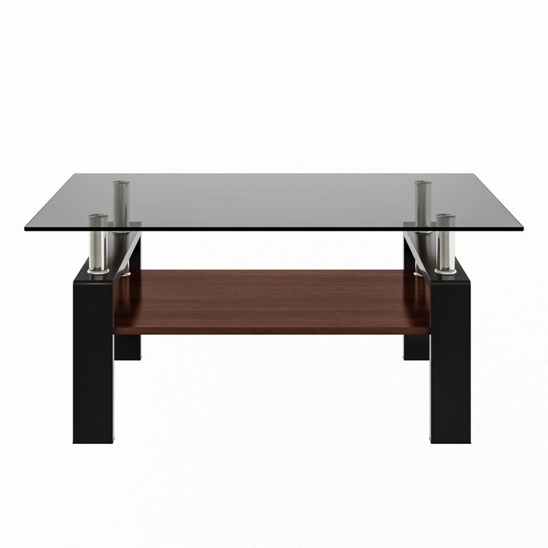 Tempered Glass Tabletop Rectangle Coffee Table