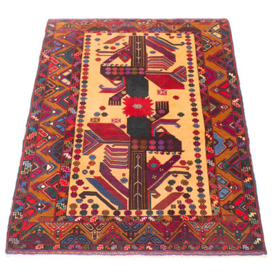 Teimani Orange Rug 3'8" x 6'7"