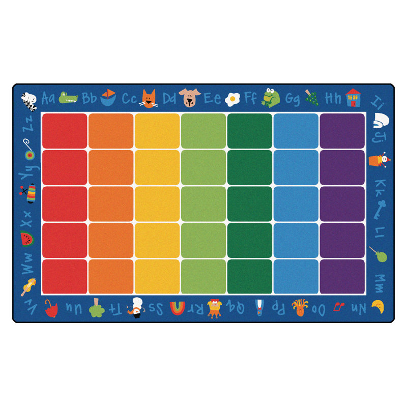 Tapis de salle de classe capitonné bleu / rouge Fun with Phonics, Rectangle 7 pi 6 po x 12 pi