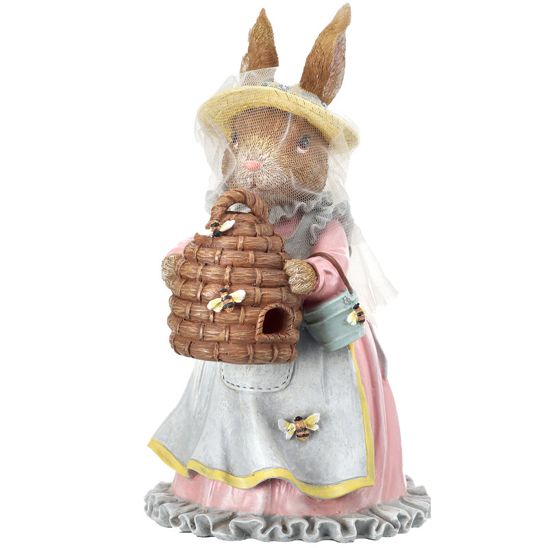 Lapin en résine avec ruche