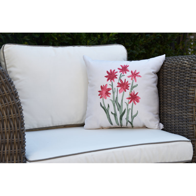 Housse et insert de coussin carré extérieur Farmers Market Daffodils, 16 po x 16 po, Rouille