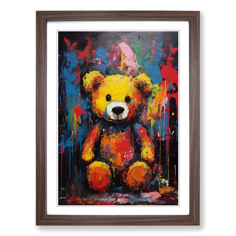 Teddy Bear Expressionism No.2 - Framed Print, Walnut, 64cm H x 46cm W x 2cm D