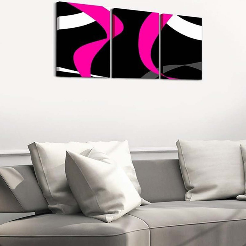 3 Piece Wrapped Canvas Print, Pink