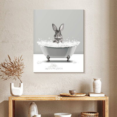 " Bathtub Animal Rabbit Canvas Print " by Emma P