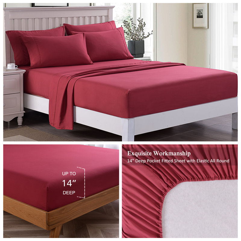 Microfiber Sheet Set, Twin, Burgundy