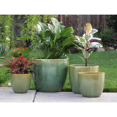 Pots en terre cuite émaillée Coco, grand format, ensemble de 4 - Intérieur/Extérieur