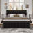 Bed Frame with 50" Tall Headboard and Footboard, Chenille Upholstered Platform Bed, Vertical Channel Tufting with Nailhead Trim-1348938664-1350042727