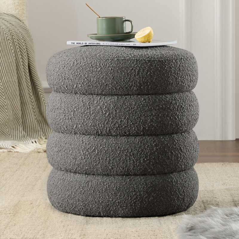 Repose-pieds rond avec repose-pieds Boucle, Gris