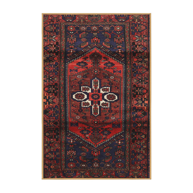 Tapis à motif oriental rouge / noir, Rectangle 2 pi x 3 pi