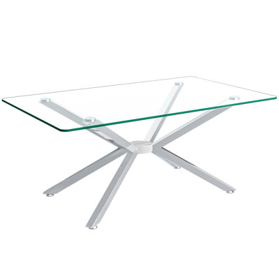 Table basse rectangulaire en verre trempé 39,37 pouces