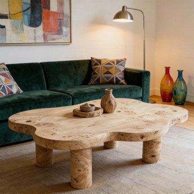 Table basse moderne en forme de nuage avec pieds ronds robustes