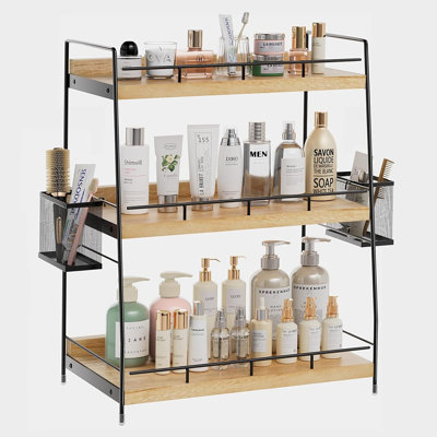 Comptoir de salle de bain, comptoir de salle de bain à 3 niveaux avec panier pour les soins de la peau, cuisine, meuble-lavabo