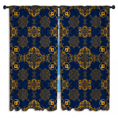 Rideaux ornés de rideaux ornés de rideaux à motifs complexes dorés - 2 panneaux