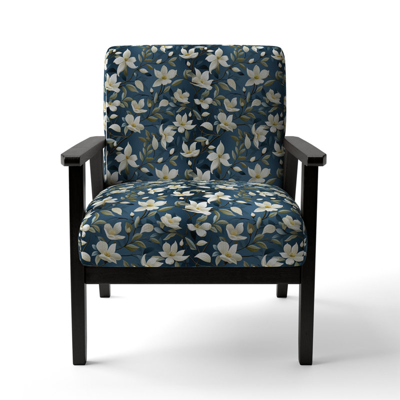 Chaise d'appoint florale Cobalt, Fleurs blanches et bleues veines