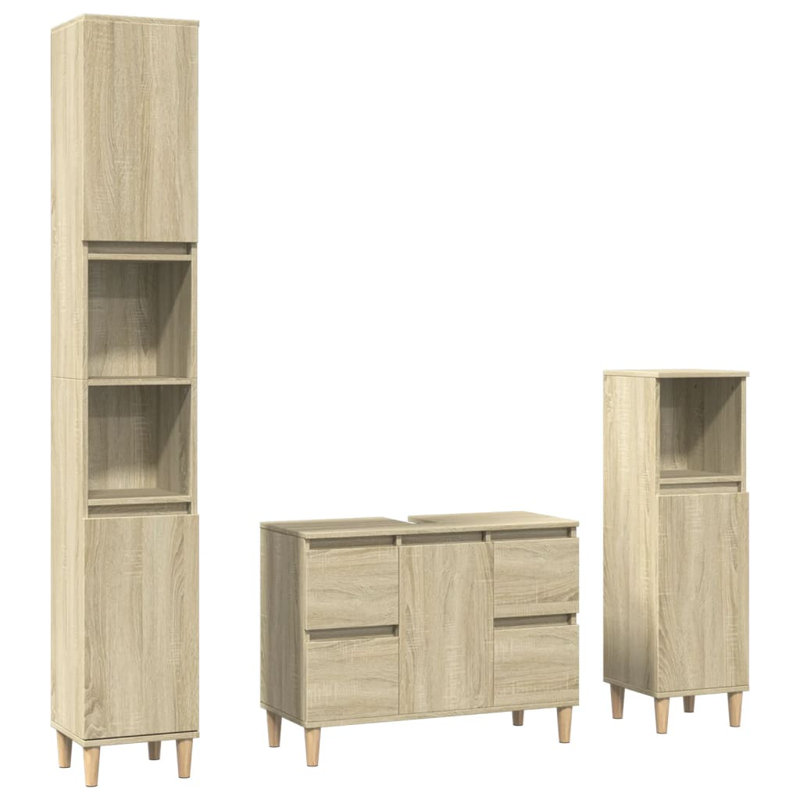 Bronislava Bathroom Storage Furniture Set, Sonoma oak/natural