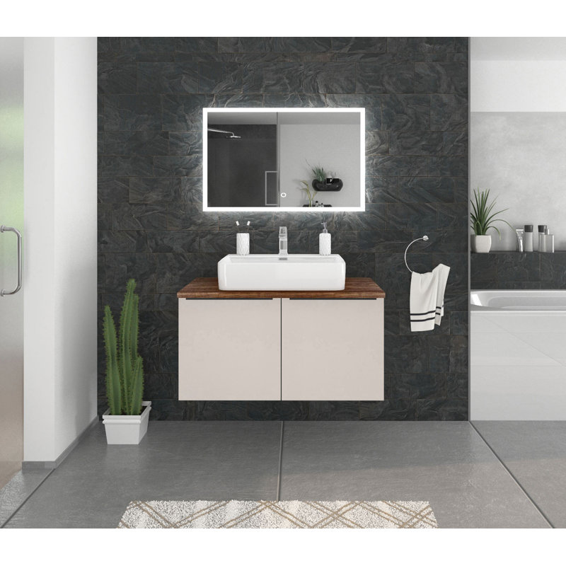 Bathroom Vanity with Basin, Alpine white/Light gray/Vintage navy