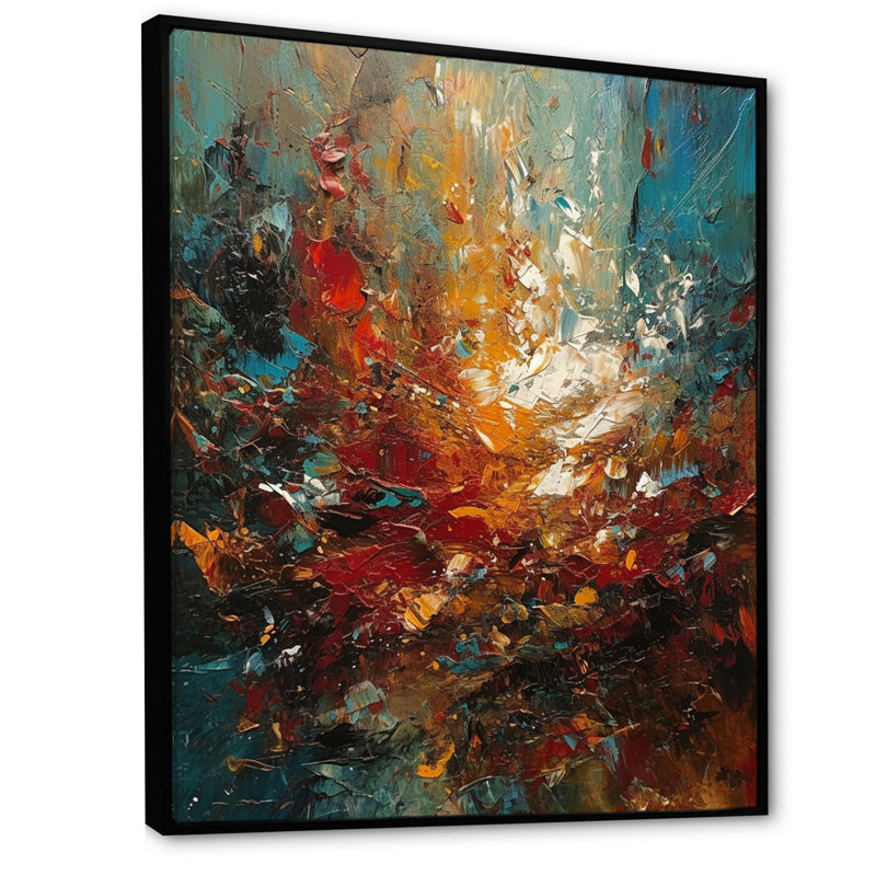 Automne, bonheur, après-midi, abstrait, orange rouge, reproduction sur toile, H 44 po x l 34 po x P 1,5 po