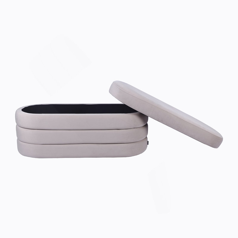 Banc avec rangement en velours taupe