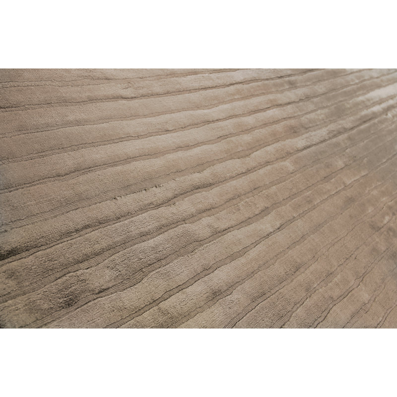 High Low Striped Area Rug in Khaki, Rectangle 12' x 15'