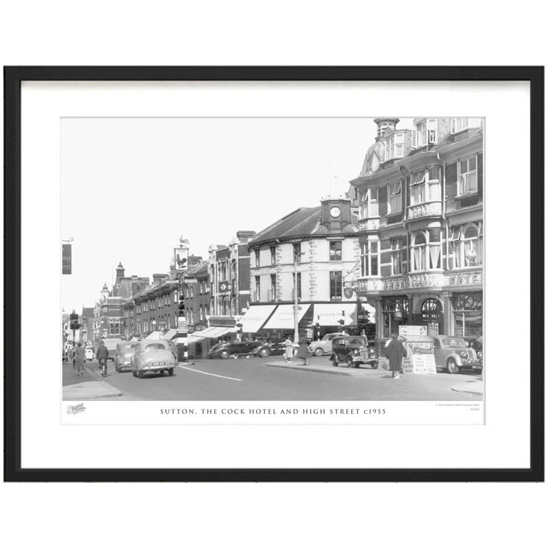 Sutton, The Cock Hotel And High Street C1955 by Francis Frith - Single Picture Frame Print, 45cm H x 60cm W x 2.3cm D