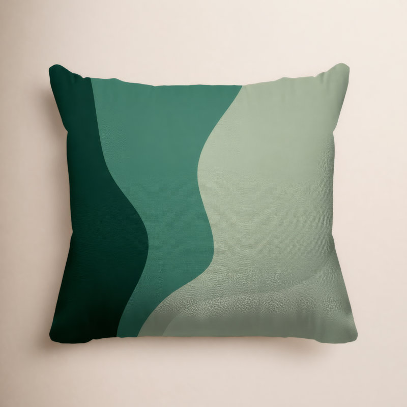Bunko Ombre Outdoor Reversible Throw Pillow, 19" x 19", Emerald, Square