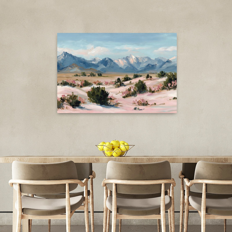 Reproduction d'art contemporain abstrait désert rose, 24" H x 36" W
