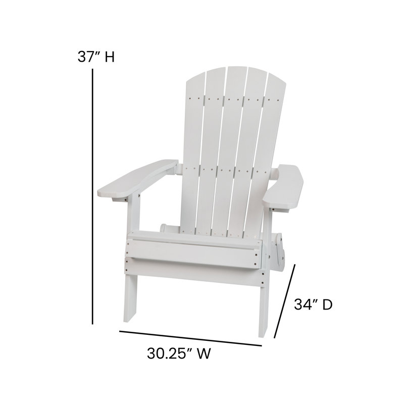 Rankins Indoor/Outdoor Folding Adirondack Chairs with Cushions, White/Gray