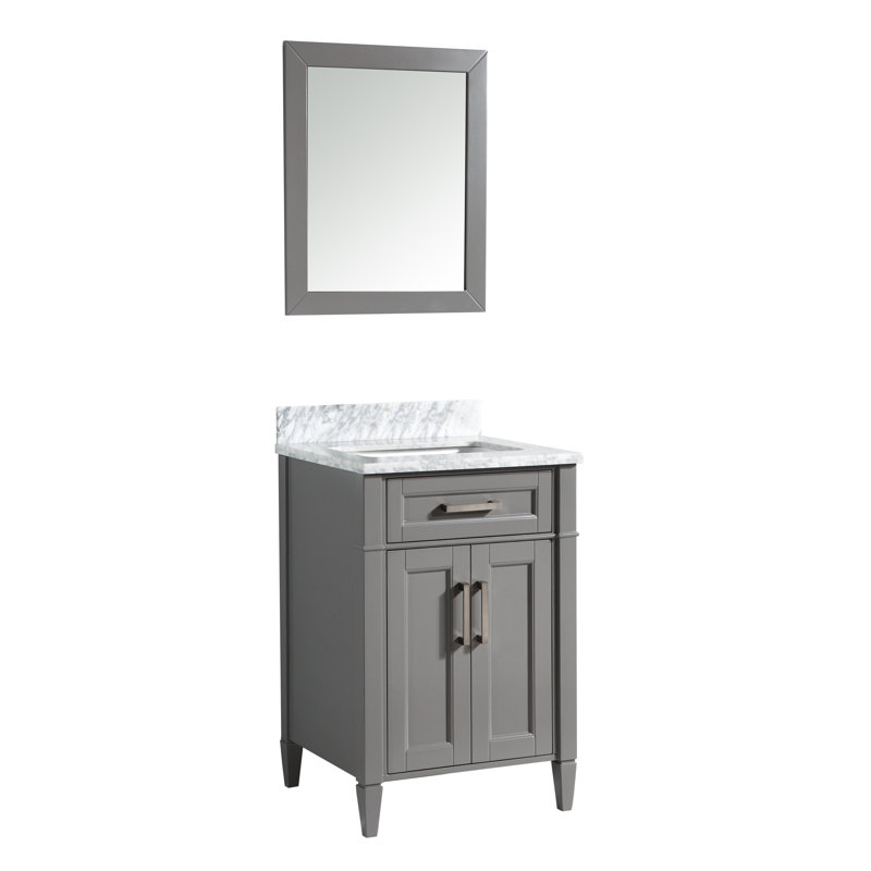 Ensemble de meuble-lavabo simple 24 po avec miroir Lachine, Gris