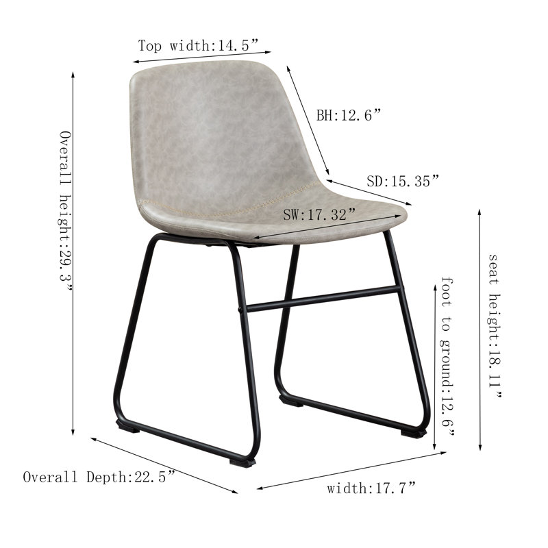 Davey Faux Leather Upholstered Side Chair, Gray