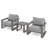 Purescape 3-Piece Hand-Painted Aluminum Outdoor Conversation Set With Gray Cushions And Side Table-122875999