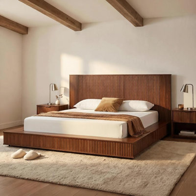 Flutedge Queen French Bed in Composite and Iron with Ruffled Headboard