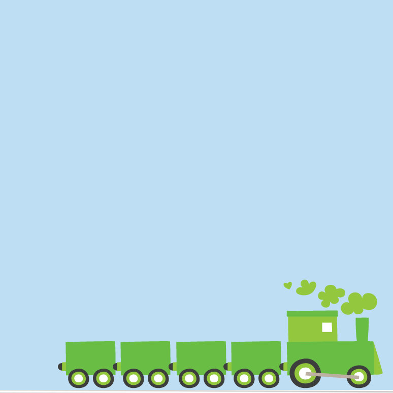 Décalcomanie murale train choo choo, Vert