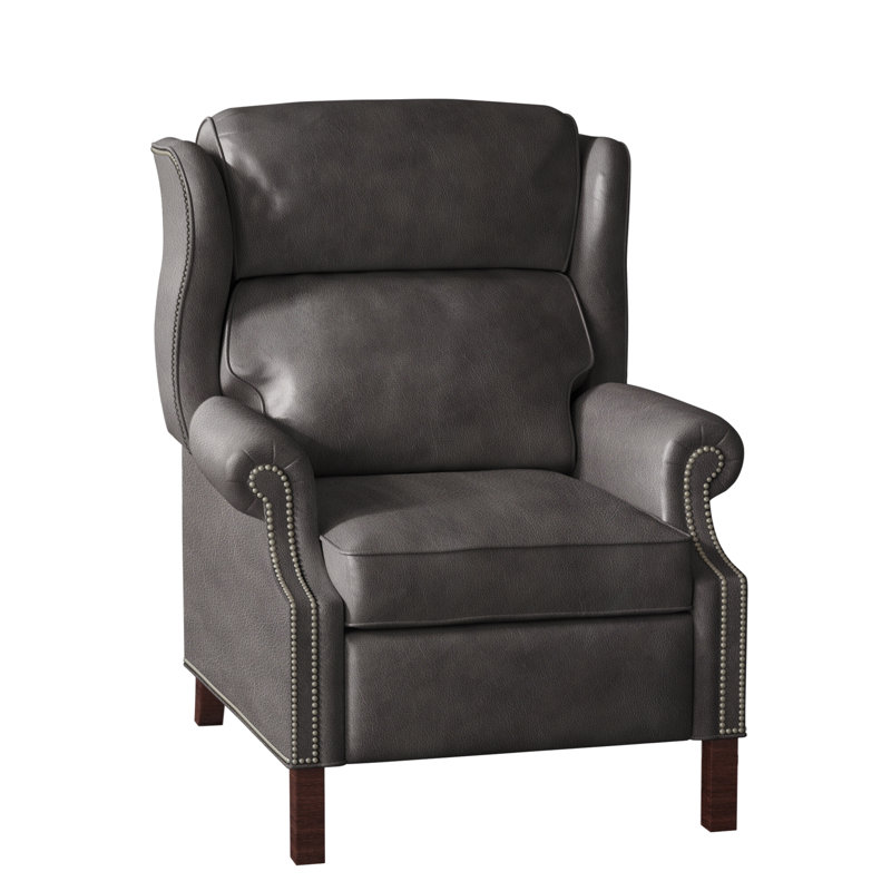 Presidential Recliner, Anilina Cacao Genuine Leather, Mahogany, Pewter