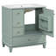 Freestanding vanity cabinet with ceramic basin-515965979