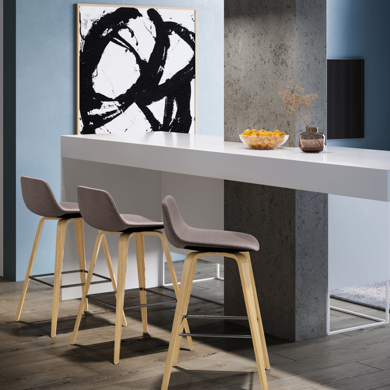 Tabourets Mid-Century modernes 2 - Tissu, Accent, Hip Look 2Pcs, Dossier bas, Revêtement
