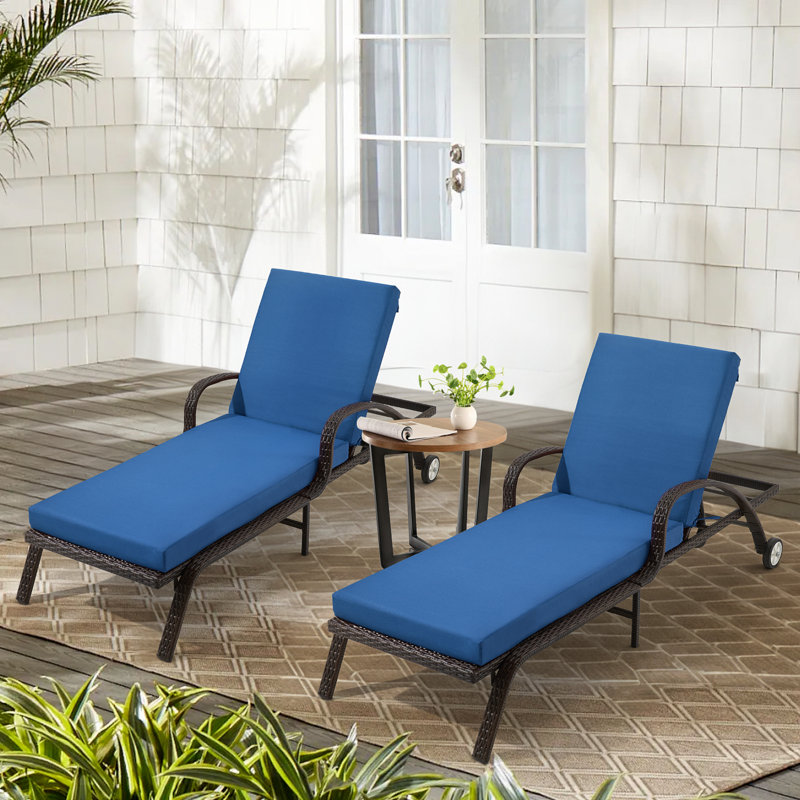 Coussin de chaise longue d'extérieur, Polyester bleu, 2