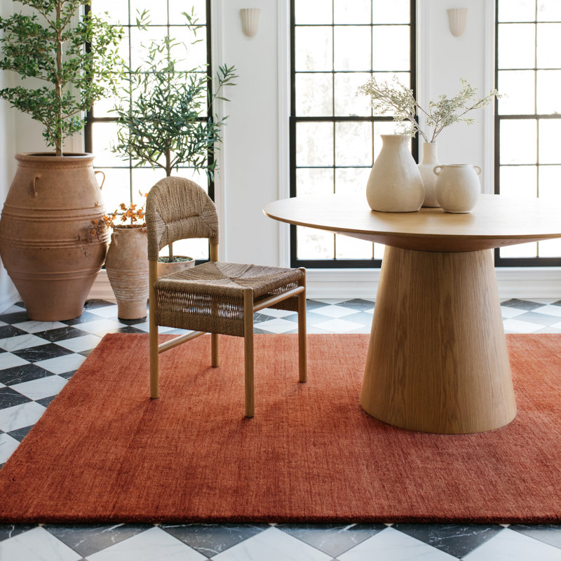 Tapis en laine rouille unie Makhari, Rectangle 6 pi x 9 pi