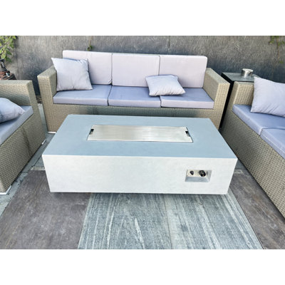 London 62in.Rectangle Concrete Fire Table Black color