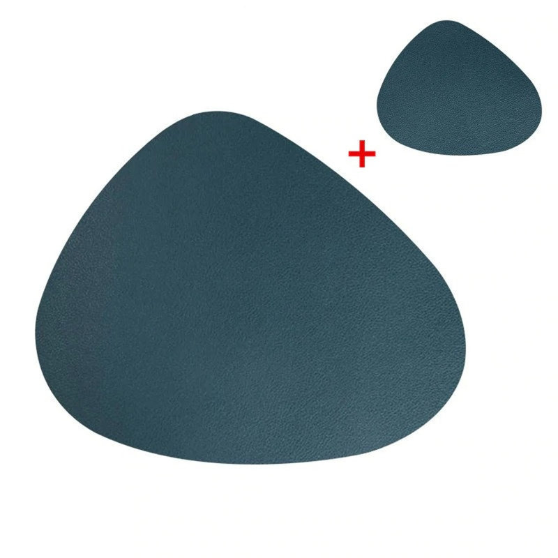 Buetti Faux Leather Solid Colour Oval Placemat, Green