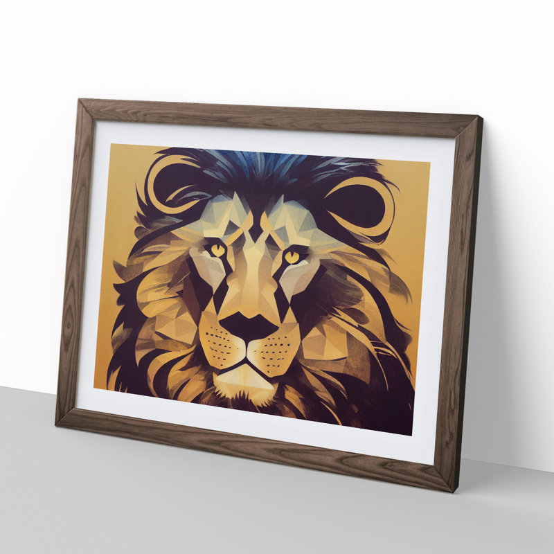 Captivating Abstract Lion - Framed Print, Walnut, 46cm H x 64cm W x 2cm D